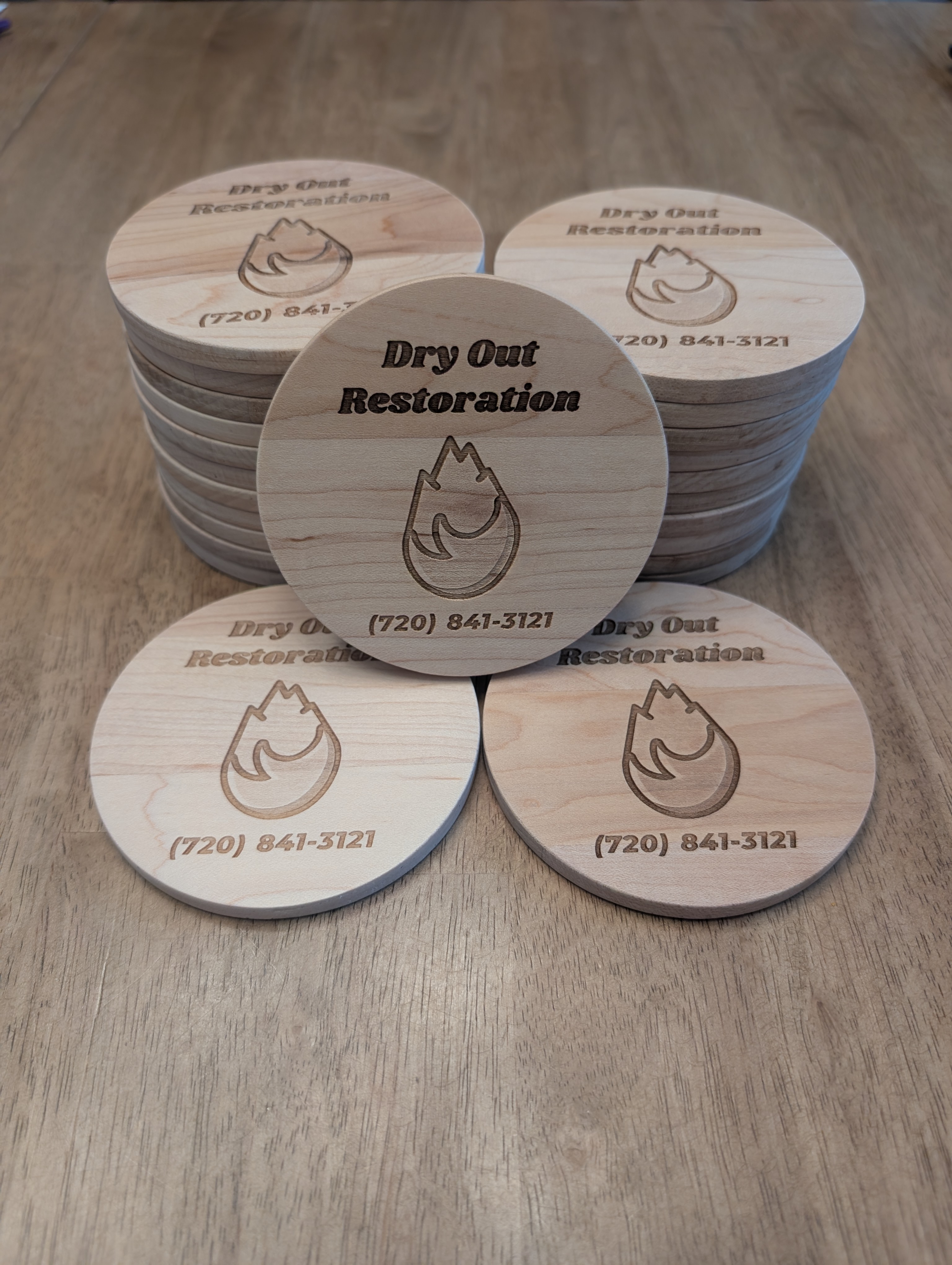 Custom branded maple coasters